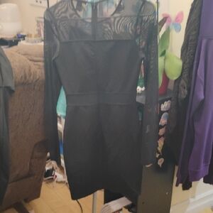 Forever 21 Elegant Black Sheer Sleeve Dress